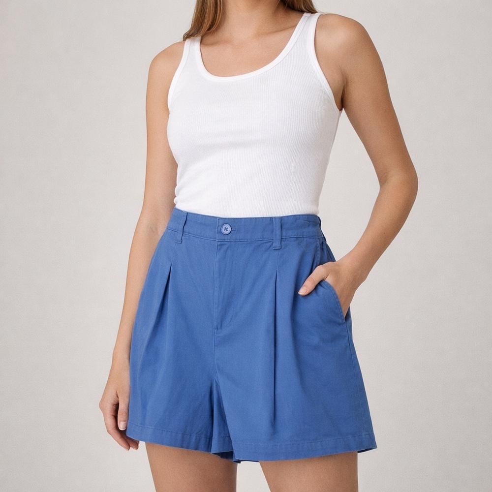 Three Dots Blue Tailored Shorts NWT size 12